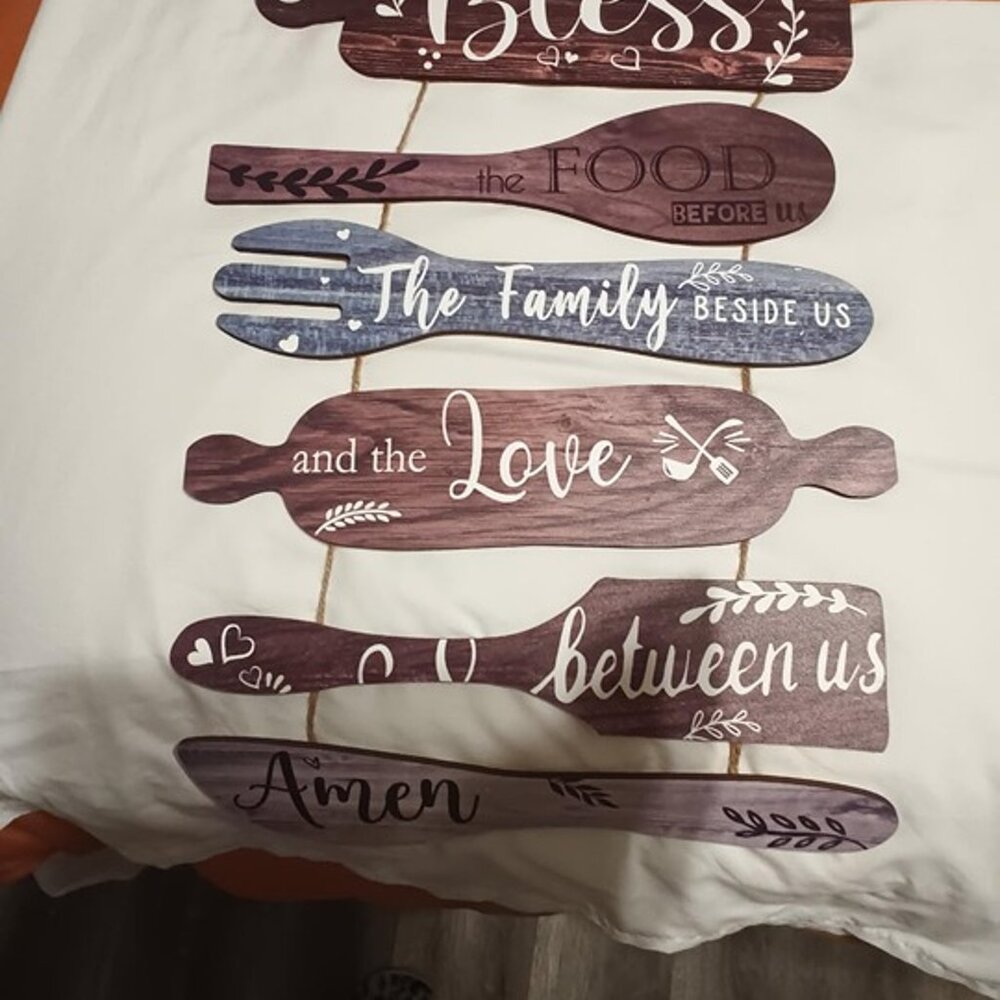 NEW 6 Pcs Bless the Food Before Us Sign Farmhouse Kitchen Wall Decor - Picture 5 of 7
